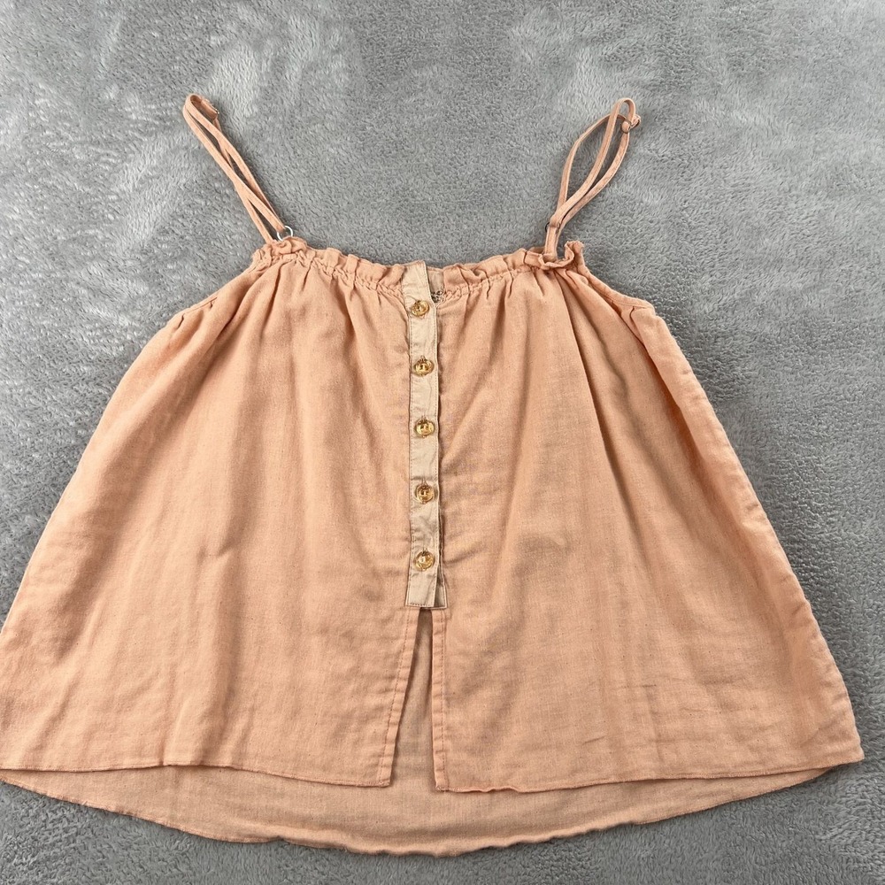Joe's Jeans Gauze Cami Top XS Peach Pink Women Boho Button Front Ruffle Strap